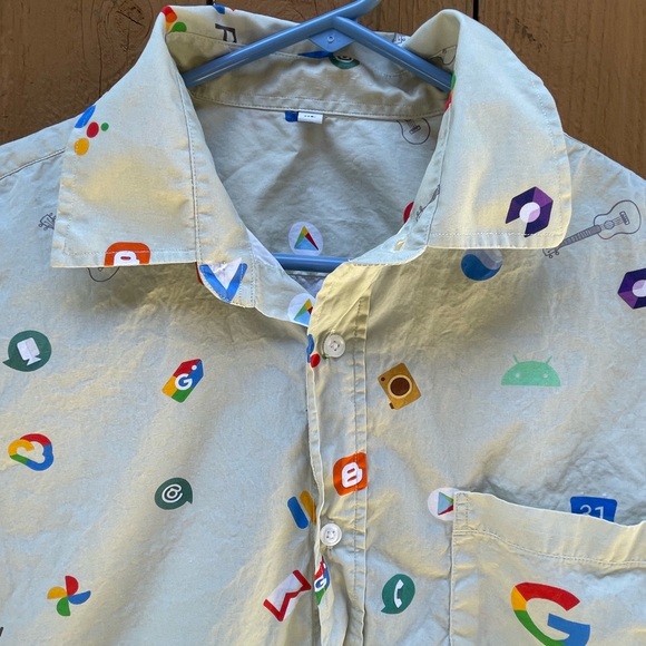 Google Product Nest Play Gmail Translate Pay Short Sleeve Button-Up Shirt XL - Picture 3 of 4